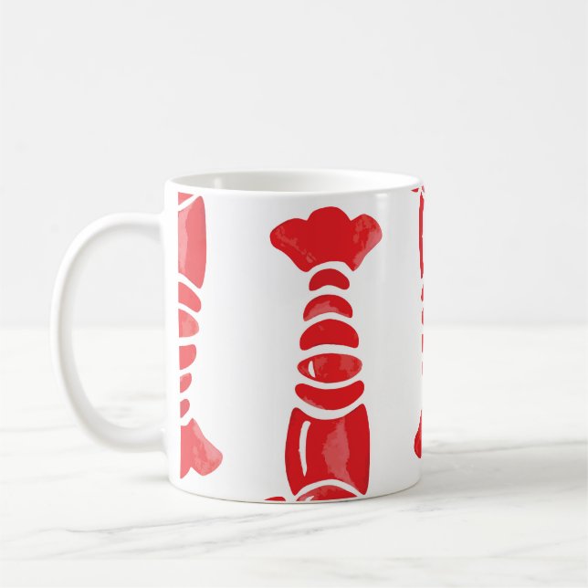 Lobster Illustration: Watercolor Seamless Backgrou Coffee Mug (Left)
