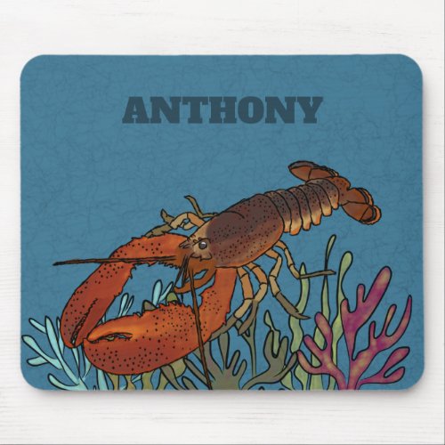 Lobster in a Blue Sea Personalized Mouse Pad