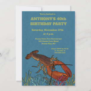 Lobster in the Sea Custom Birthday Party Invitation