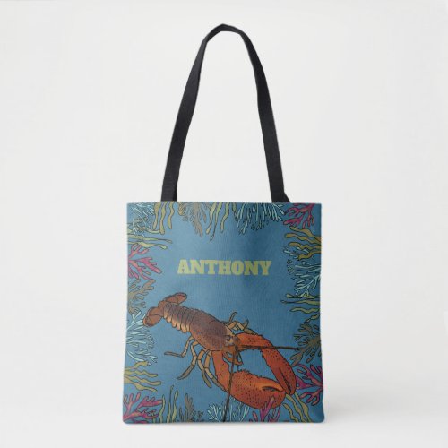 Lobster in the Sea Personalized Tote Bag