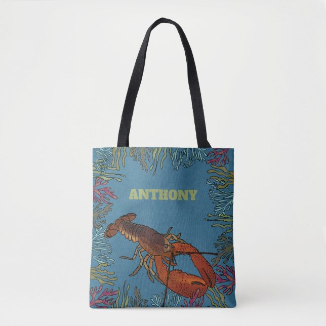 Lobster in the Sea Personalized Tote Bag (Front)