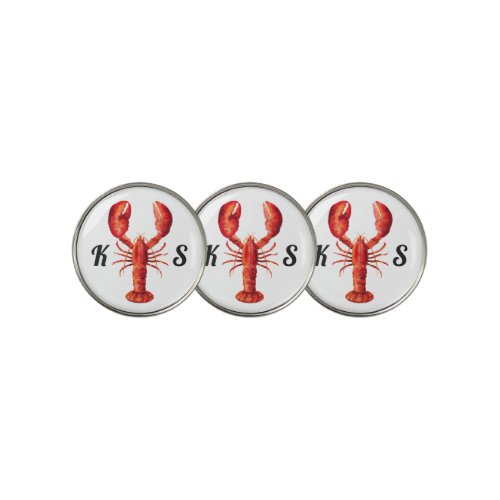 Lobster Initials  Fun Signature Style Golf Balls Golf Ball Marker