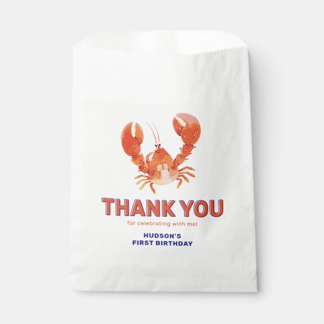 Lobster Kids Birthday Thank You Favor Bag (Front)
