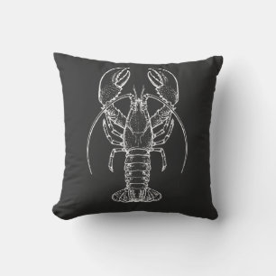 Lobster Lineart Silhouette Throw Pillow
