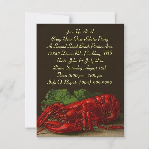 Lobster Lobsters Party Dinner or BYOL Invitation