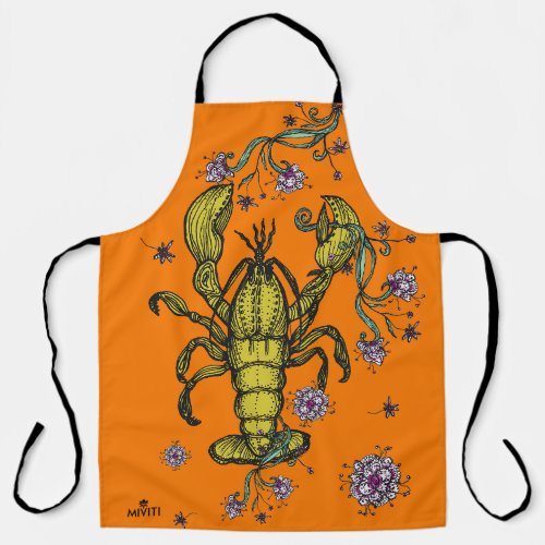 Lobster Love Apron in Orange