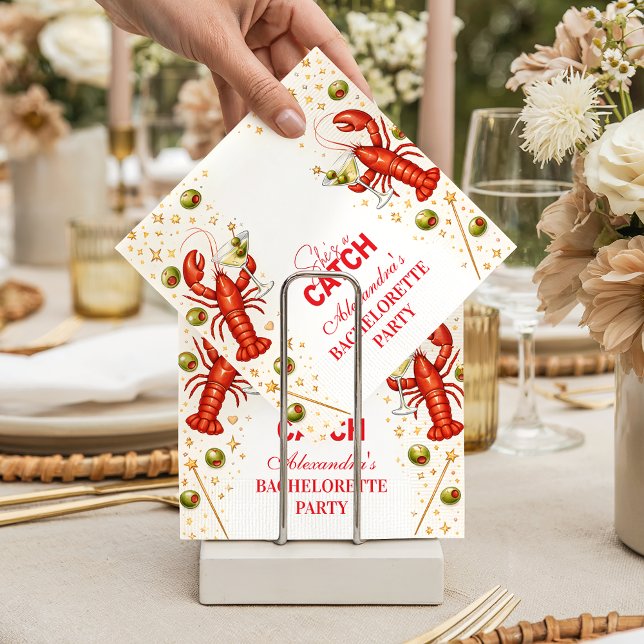 Lobster Love Coastal Bachelorette Party Napkins (Creator Uploaded)