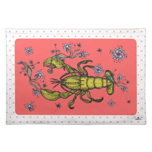 Lobster Love in Salmon Pink Cloth Placemat
