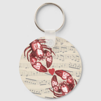 Lobster Love Musical notes with heart Keychain
