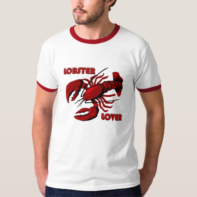 Lobster Lover Mens Red Ringer T-shirt (Front)