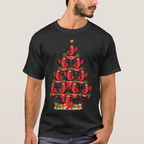 Lobster Lover Xmas Tree Lighting Lobster Christmas T_Shirt