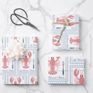 Lobster Maine New England Nautical Ocean Seafood Wrapping Paper Sheets