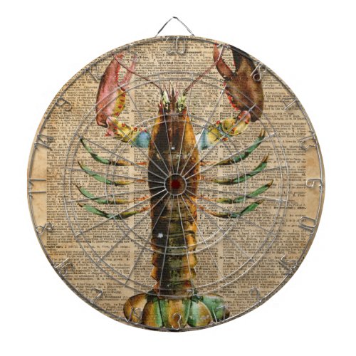 Lobster Mediterranean Sealife Vintage Artwork Dart Board