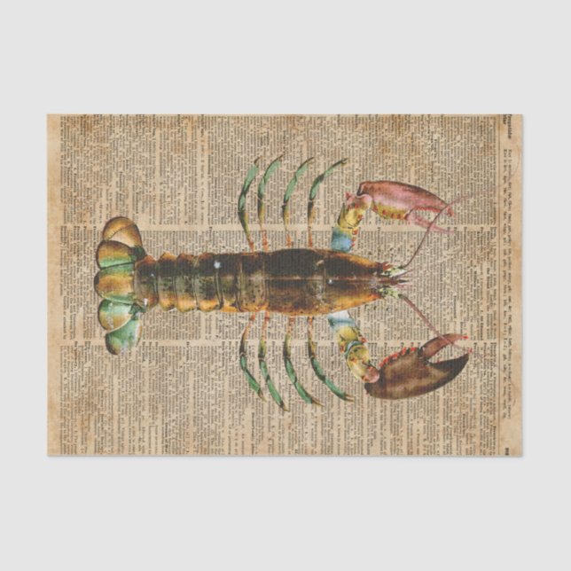 Lobster Mediterranean Sealife Vintage Artwork Tissue Paper (Front)