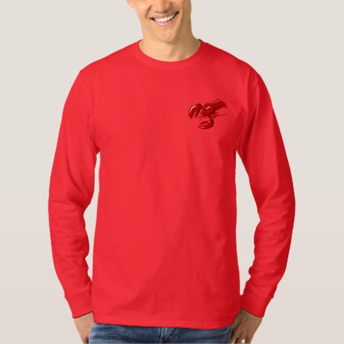 Lobster Mens Long Sleeve Red T_shirt Template