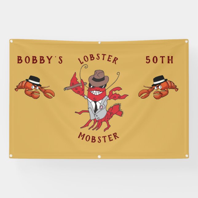 Lobster Mobster 🦞 Funny Cartoon Gangster Banner (Horizontal)