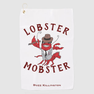 Lobster Mobster 🦞 Funny Cartoon Gangster Golf Towel