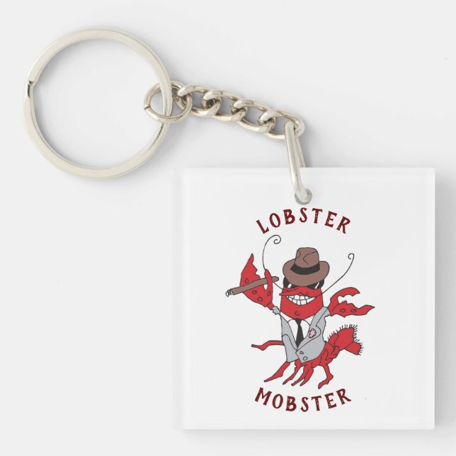Lobster Mobster 🦞 Funny Cartoon Gangster Keychain (Front)