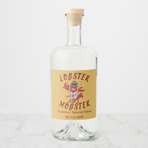 Lobster Mobster 🦞 Funny Cartoon Gangster Liquor Bottle Label