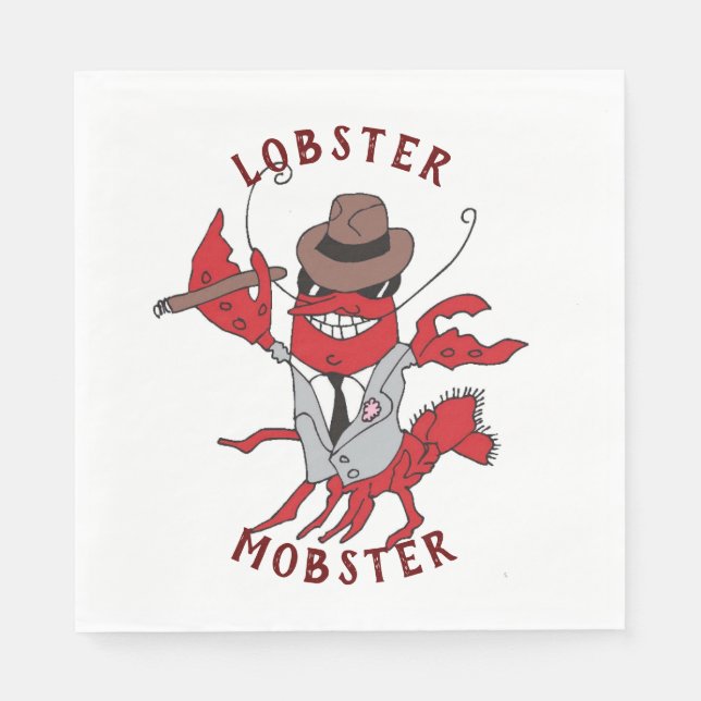 Lobster Mobster 🦞 Funny Cartoon Gangster Napkins (Front)