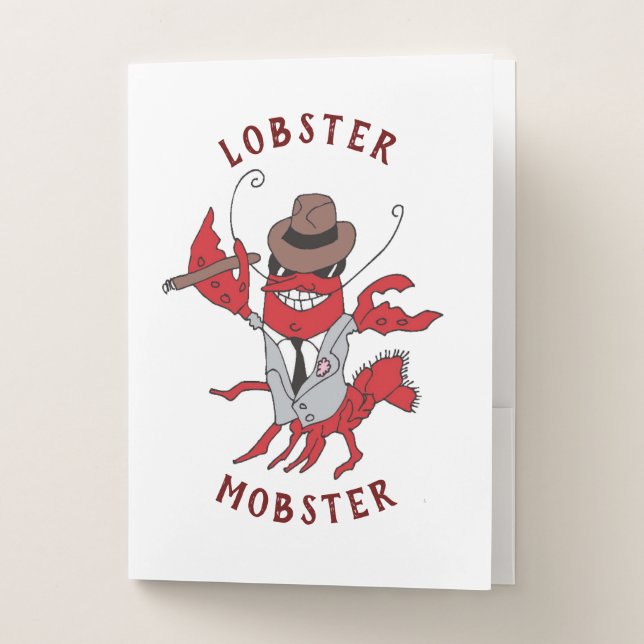 Lobster Mobster 🦞 Funny Cartoon Gangster Pocket Folder (Front)