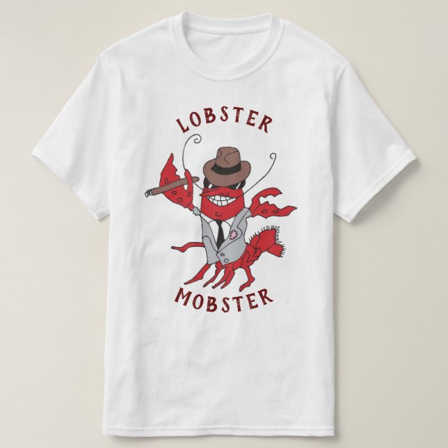 Lobster Mobster 🦞 Funny Cartoon Gangster  T-Shirt (Design Front)