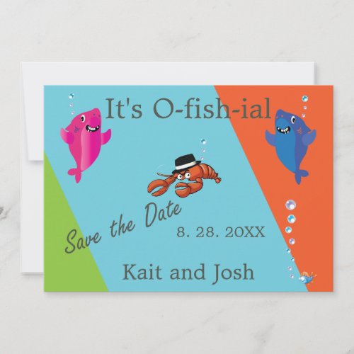 Lobster Mobster Wedding Fish Theme Invitation