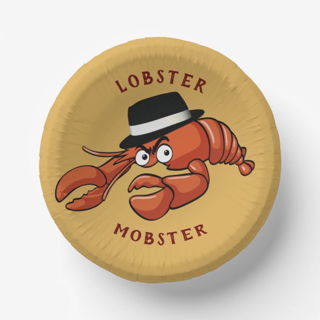 Lobster Mobster 🦞 Wide-Eyed Cute Cartoon Gangster Paper Bowls (Front)