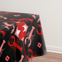 Lobster &amp; Monogram | Coastal Sea Life Black &amp; Red Tablecloth