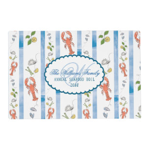 Lobster Monogram Name Nautical Beach Rental House Placemat