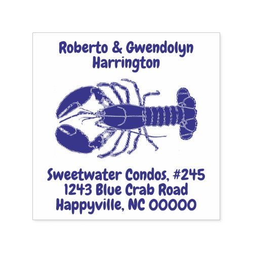 Lobster Name and Address Reusable  Self_inking Stamp