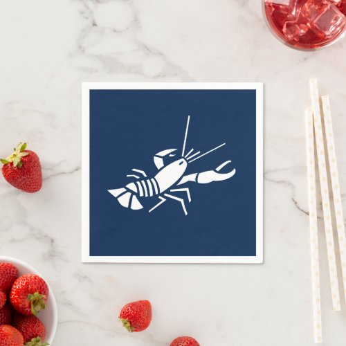 Lobster navy blue and white paper napkins