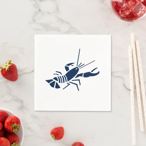 Lobster navy blue and white summer party napkins