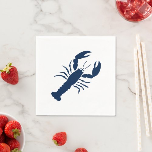 Lobster navy blue white minimalist modern paper napkins