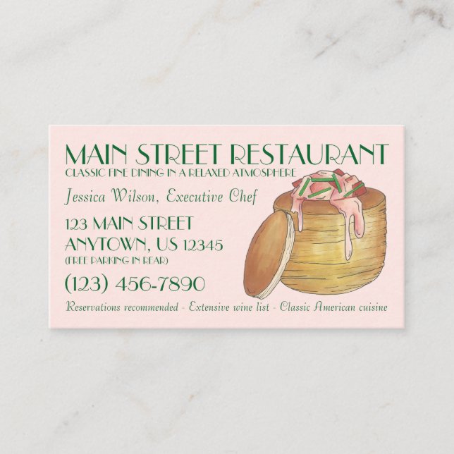 Lobster Newburg New York City Seafood Dish Dinner Business Card (Front)