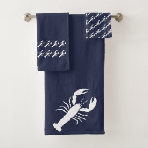 Lobster Ocean Blue and white Bath Towel Set