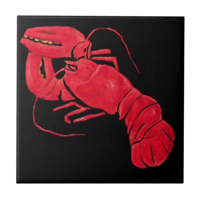 Lobster on Black Background by Marsden Hartley Ceramic Tile (Front)