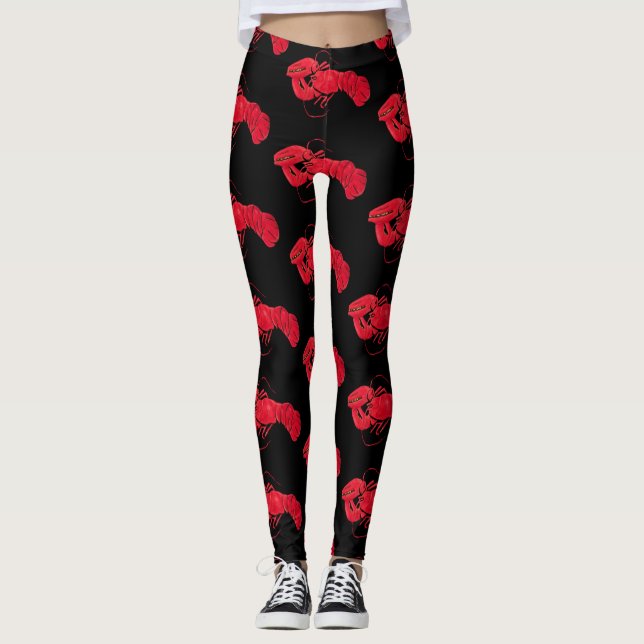 Lobster on Black Background by Marsden Hartley Leggings (Front)