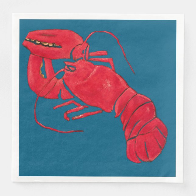Lobster on Blue Background by Marsden Hartley Paper Dinner Napkins (Front)