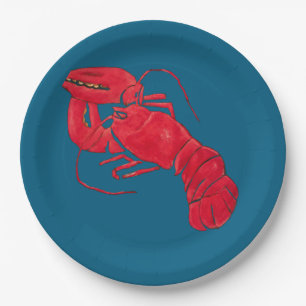 Lobster on Blue Background by Marsden Hartley Paper Plates