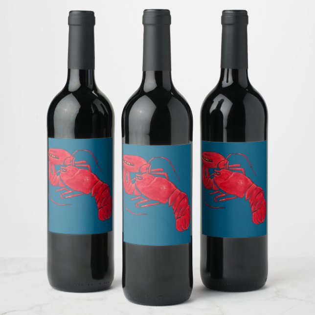 Lobster on Blue Background by Marsden Hartley Wine Label (Bottles)