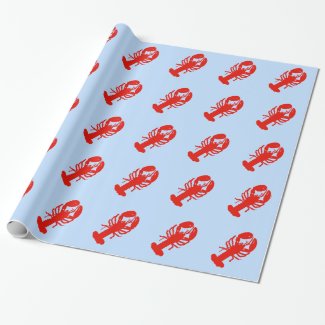 Lobster on Blue Gift Wrap Paper