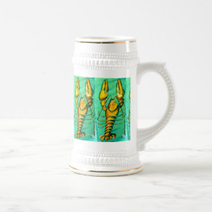 lobster on green background beer stein