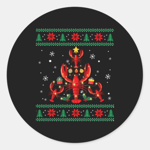 Lobster Ornat Tree Ugly Classic Round Sticker