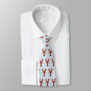 Lobster Painting Coastal Beach Pattern Neck Tie