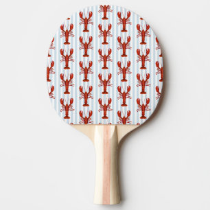 Lobster Painting Nautical Blue Stripe Coastal Ping Pong Paddle