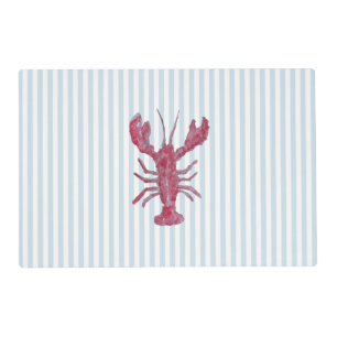 Lobster Painting Nautical Blue Stripe Coastal Placemat