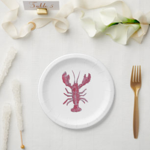 Lobster Painting Nautical Coastal Paper Plates