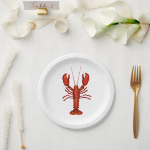 Lobster Painting Nautical Coastal Paper Plates