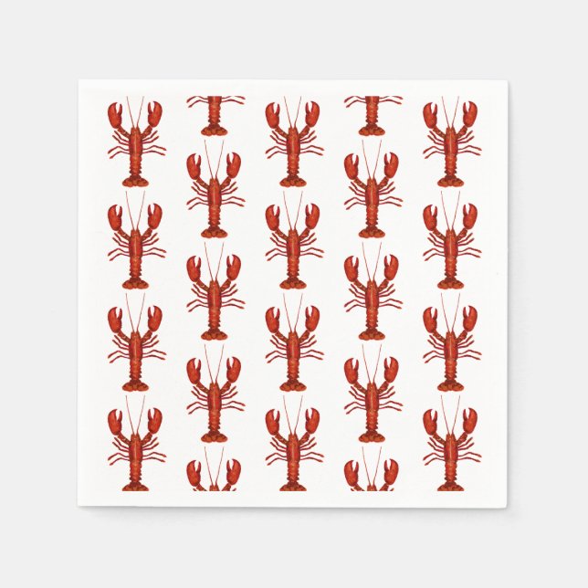 Lobster Painting Nautical Pattern Coastal Napkins (Front)